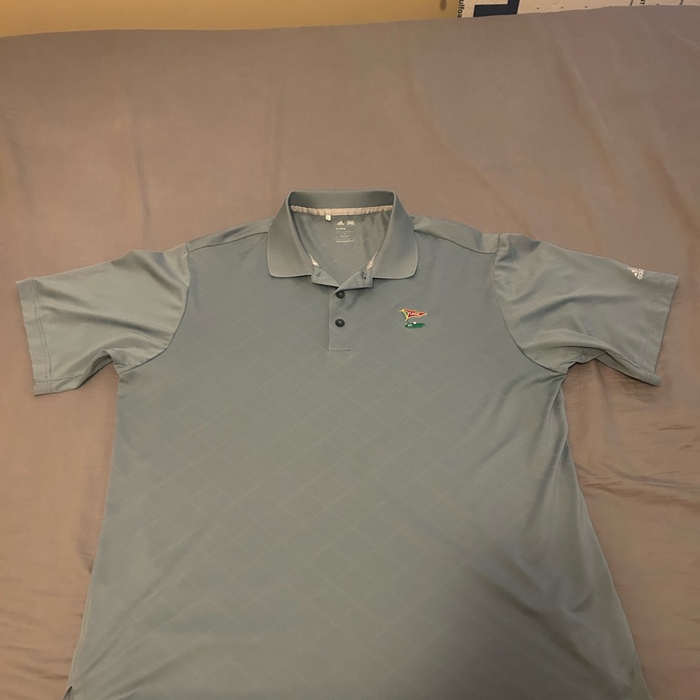 adidas Men's Pale Blue Polo with Subtle Diamond Texture